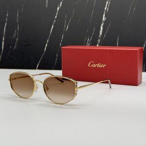 NEW CARTIER CT0300S 002 CARTIER GOLD/BROWN TITANIUM WOMEN CARTIER SUNGLASSES